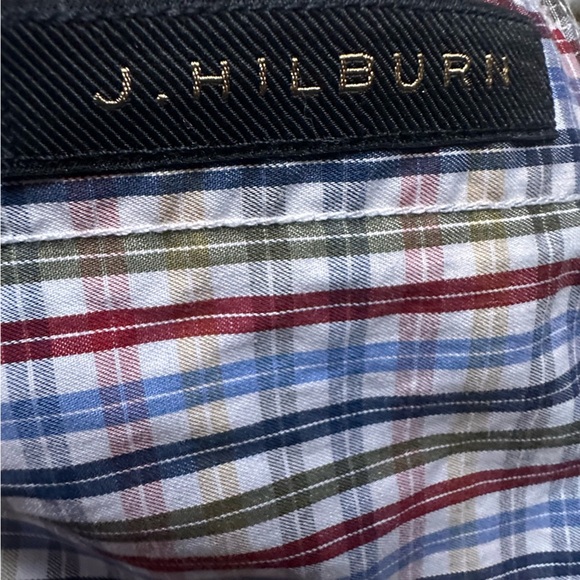 J. Hilburn Men’s Plaid Dress Shirt Tailored Fit Italian Cotton Long Sleeve - Picture 7 of 8